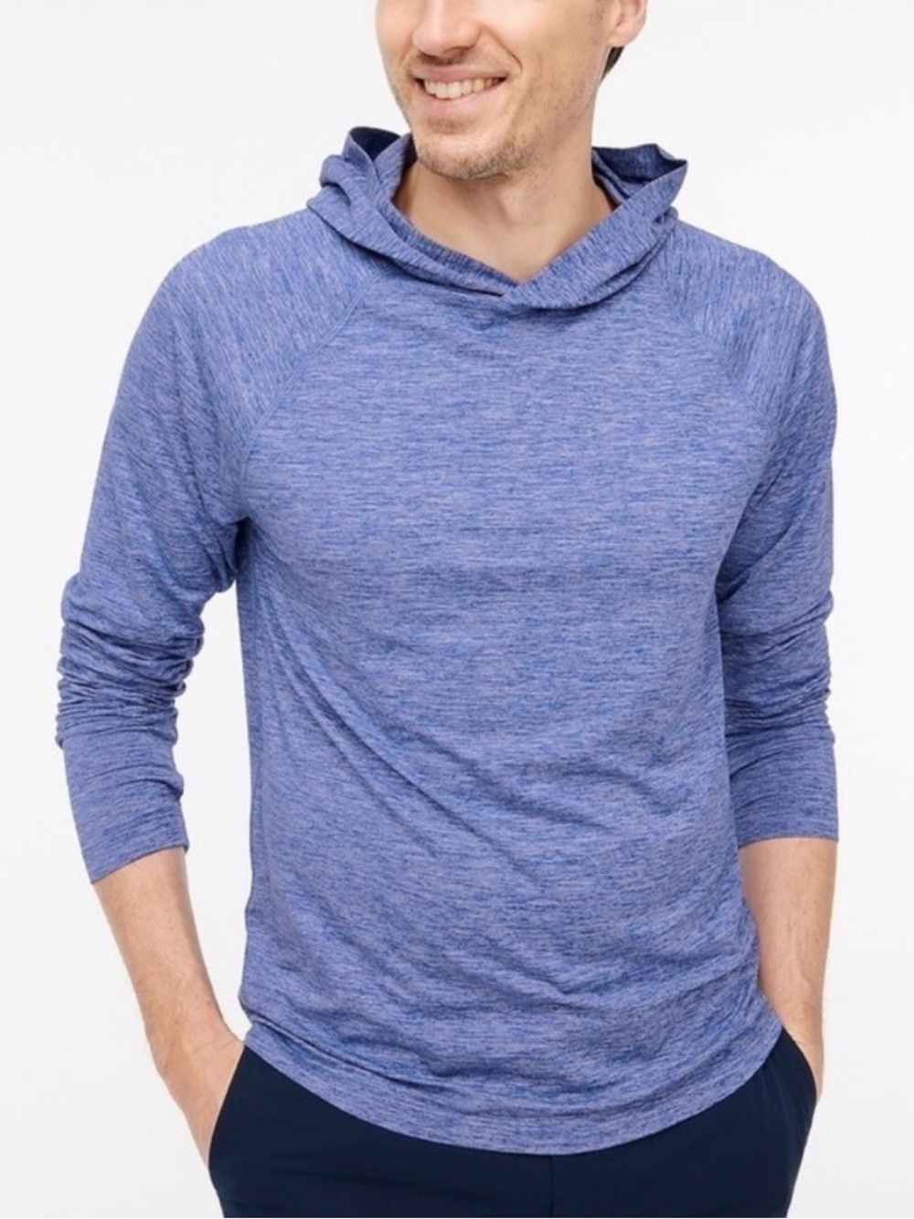 J. Crew Light Blue Heather Hooded Long-Sleeve Shirt